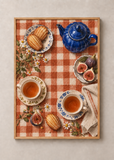 Afternoon Tea on Checks, framed 50 by 70 centimetre art print