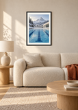 Alpine Lanes, black framed lifestyle room presentation with white mat