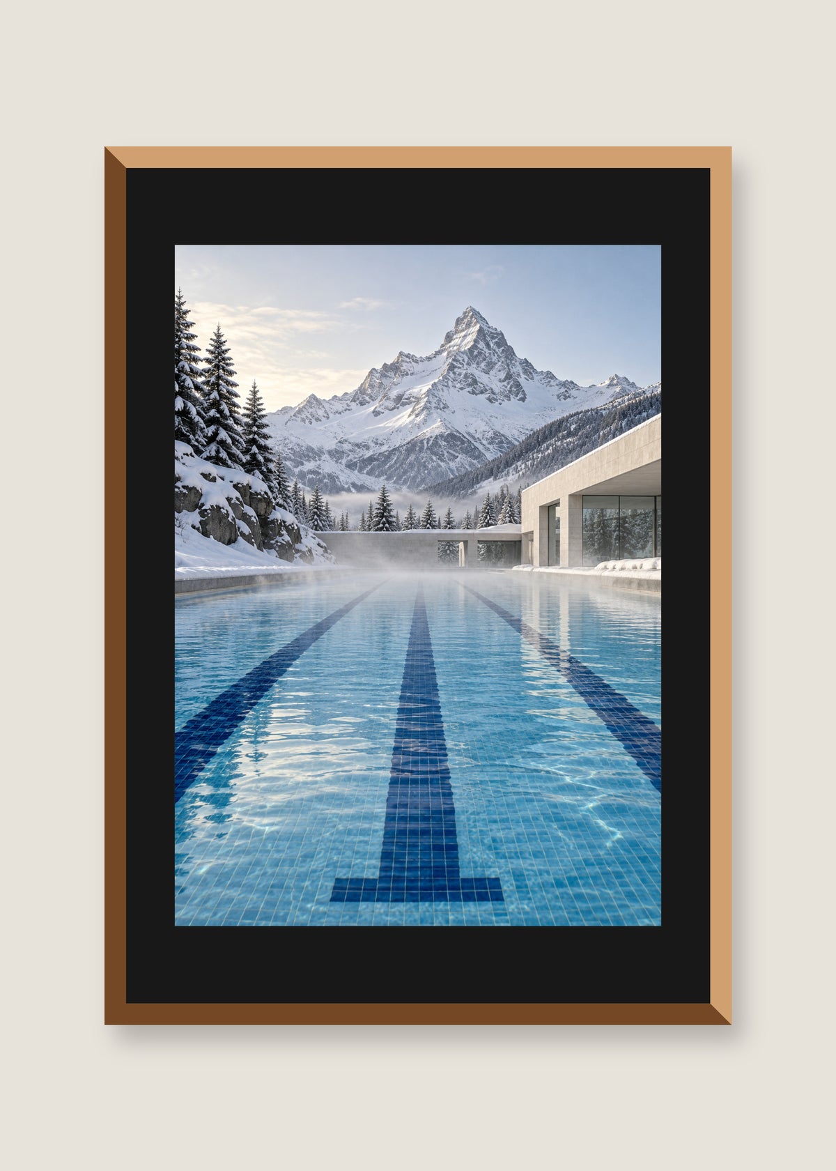 Alpine Lanes, Black mat with natural oak frame preview