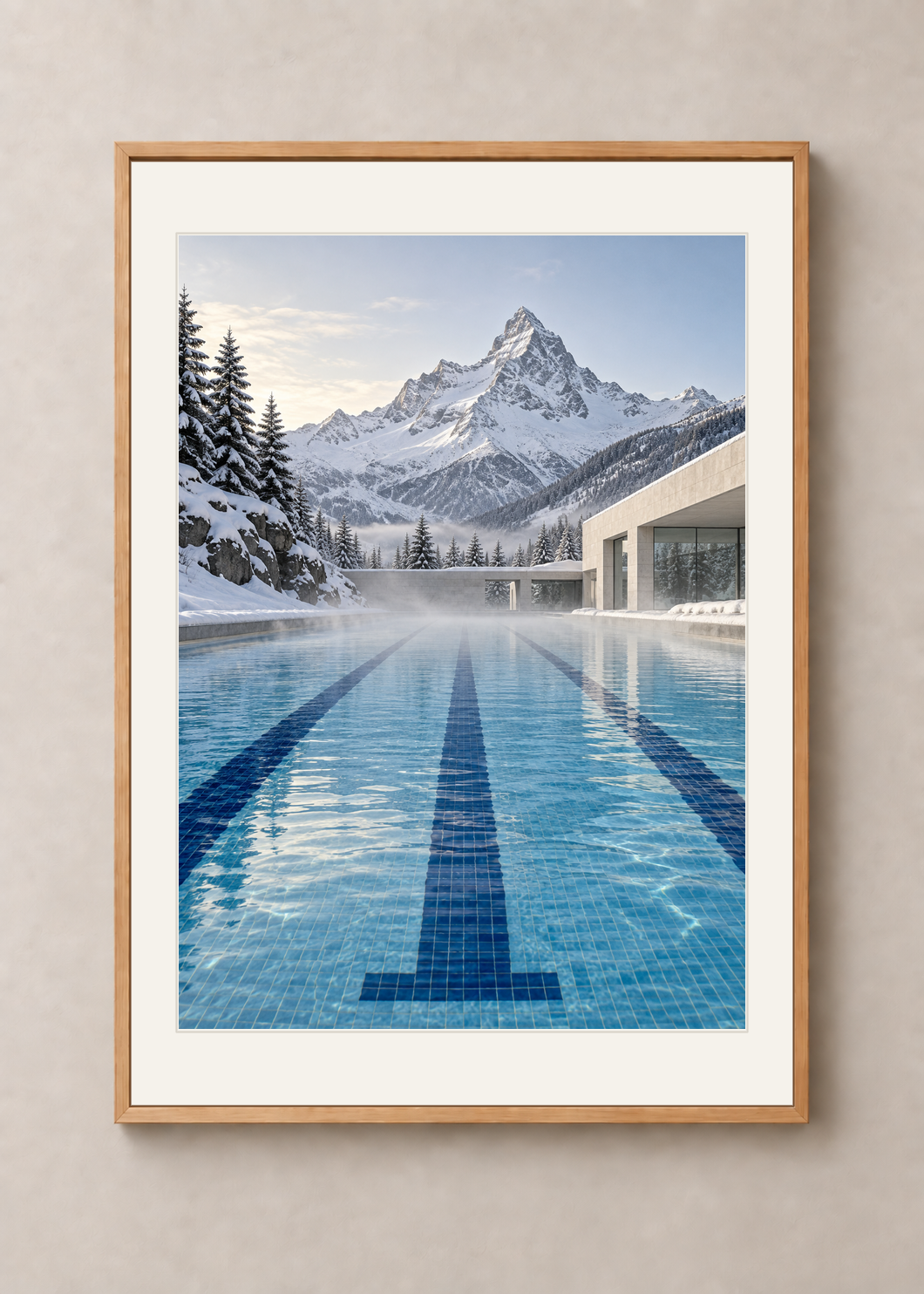 Alpine Lanes, oak framed 50 x 70 cm presentation with white mat