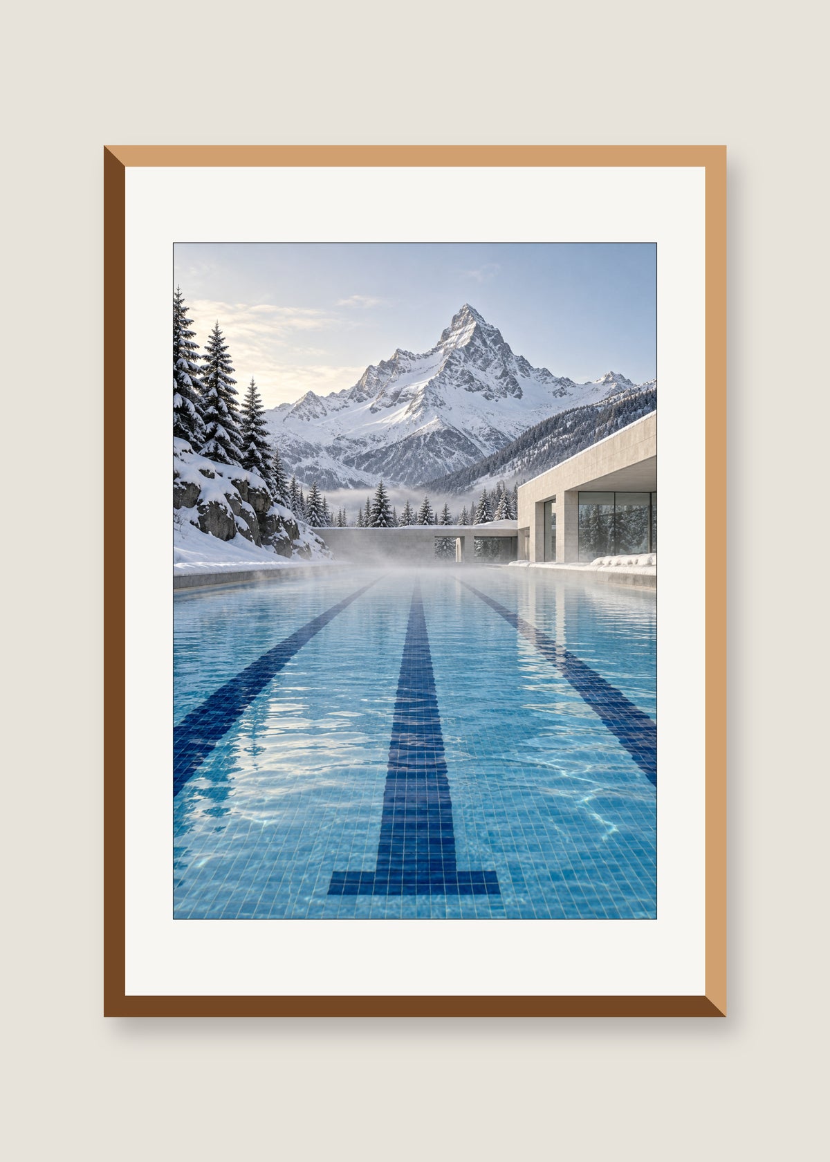 Alpine Lanes, White mat with natural oak frame preview