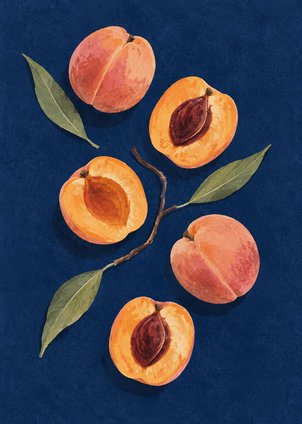 Apricots on Indigo artwork-only poster