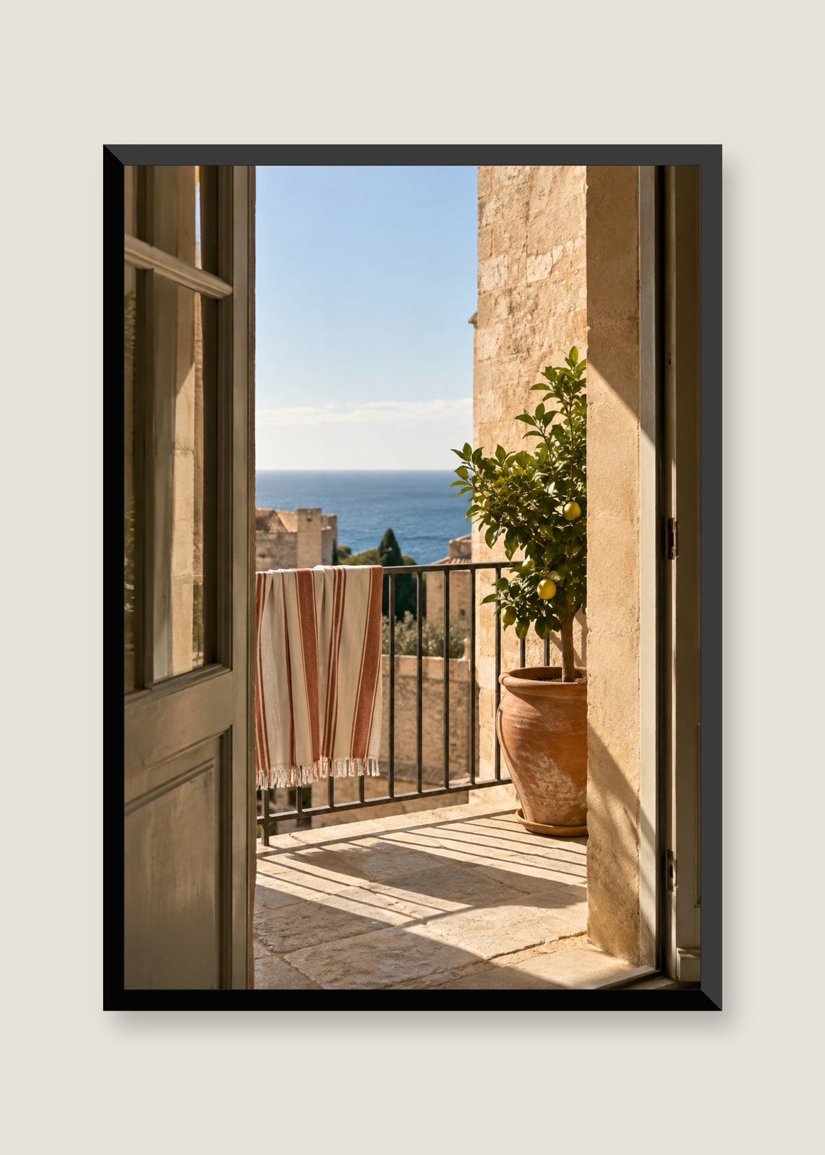 Balcony in September, No mat with black frame preview