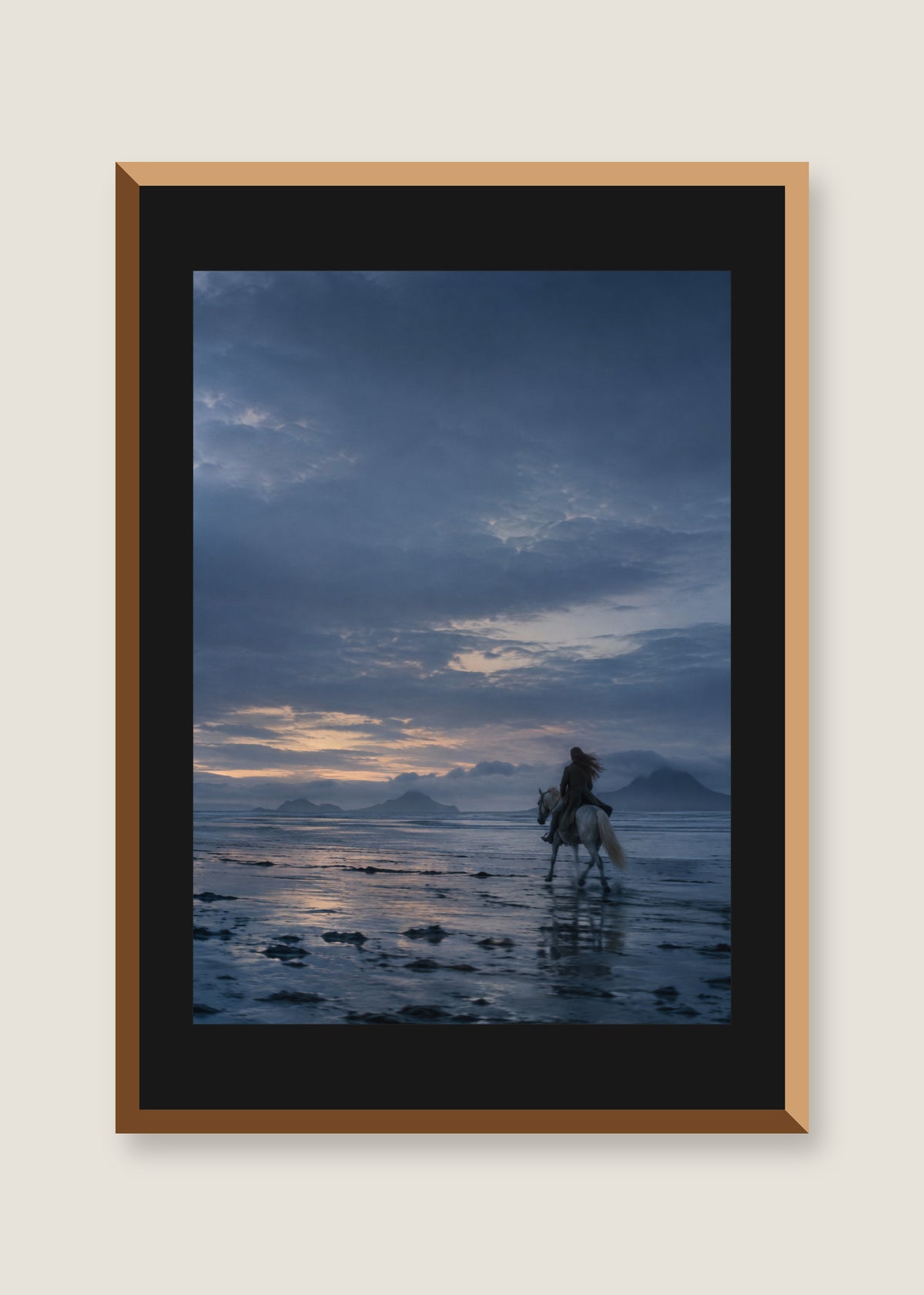 Blue Hour Crossing, Black mat with natural oak frame preview