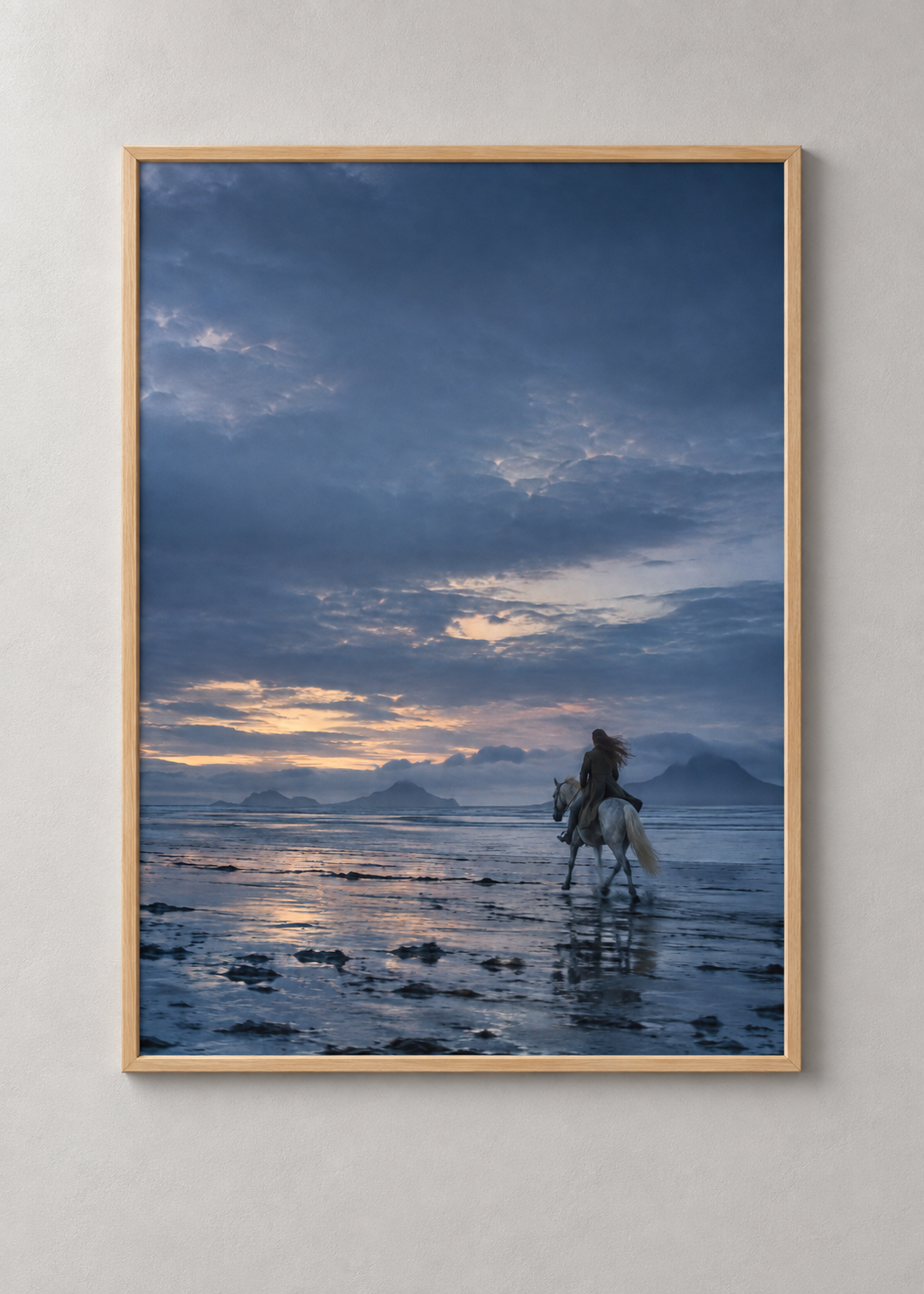 Blue Hour Crossing framed natural oak 50 x 70 cm art print