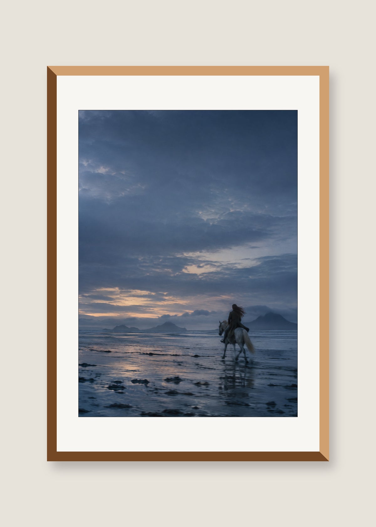 Blue Hour Crossing, White mat with natural oak frame preview