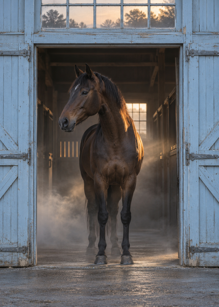 Blue Stable Morning, artwork only print