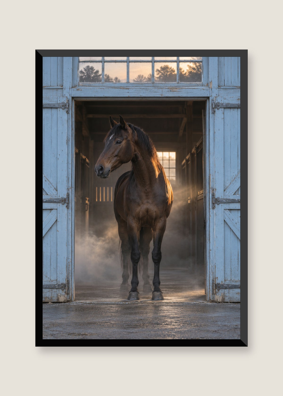 Blue Stable Morning, No mat with black frame preview