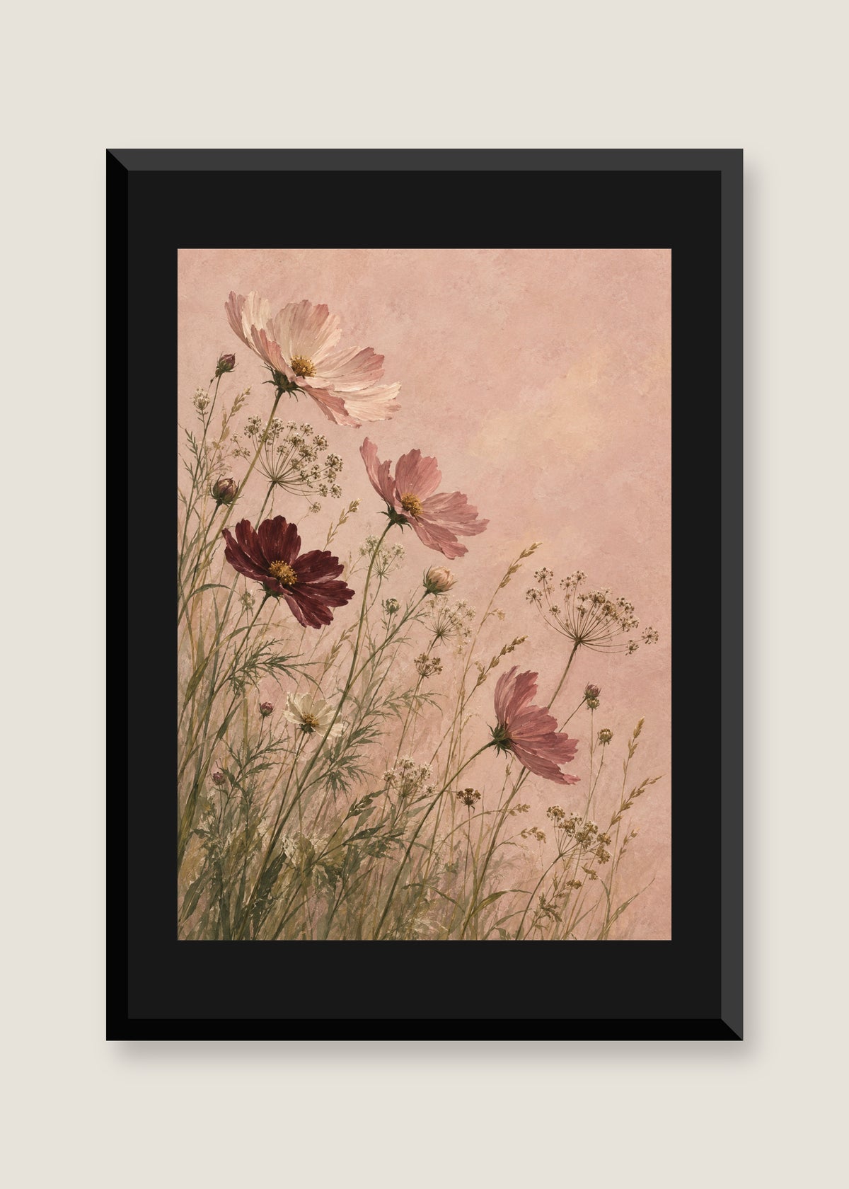 Blush Meadow at Dawn, Black mat with black frame preview
