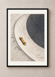 Board Left Behind, black framed 50 x 70 cm presentation with white mat