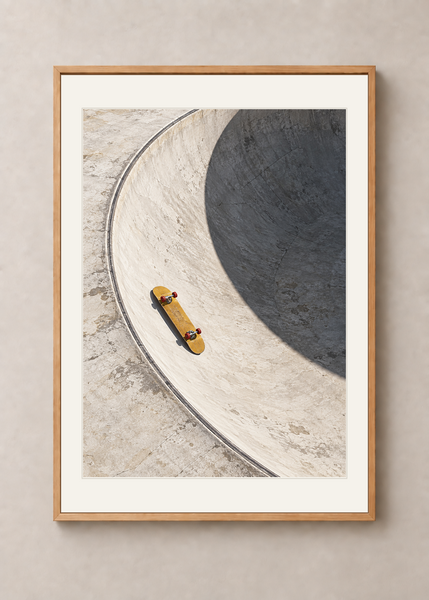 Board Left Behind, oak framed 50 x 70 cm presentation with white mat