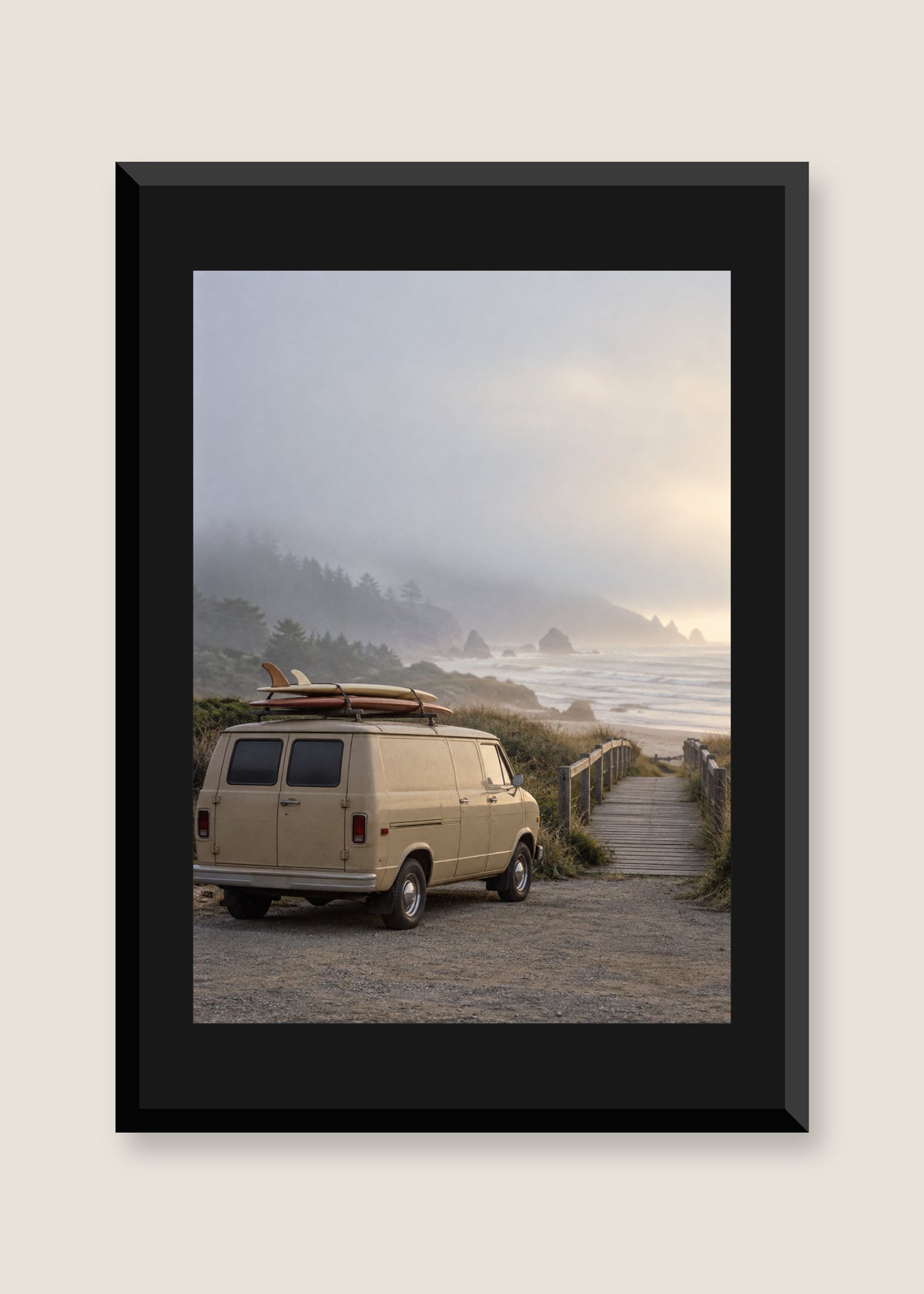 Boardwalk Delivery, Black mat with black frame preview