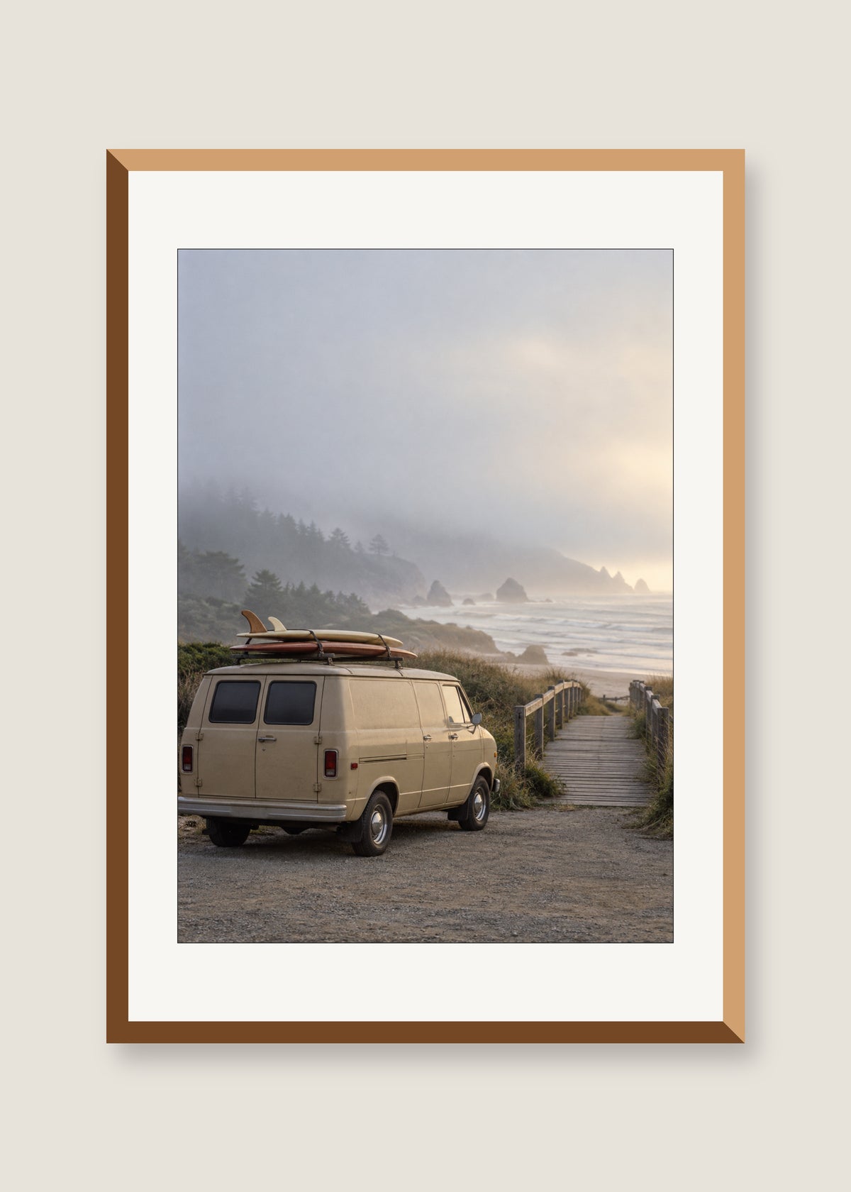 Boardwalk Delivery, White mat with natural oak frame preview