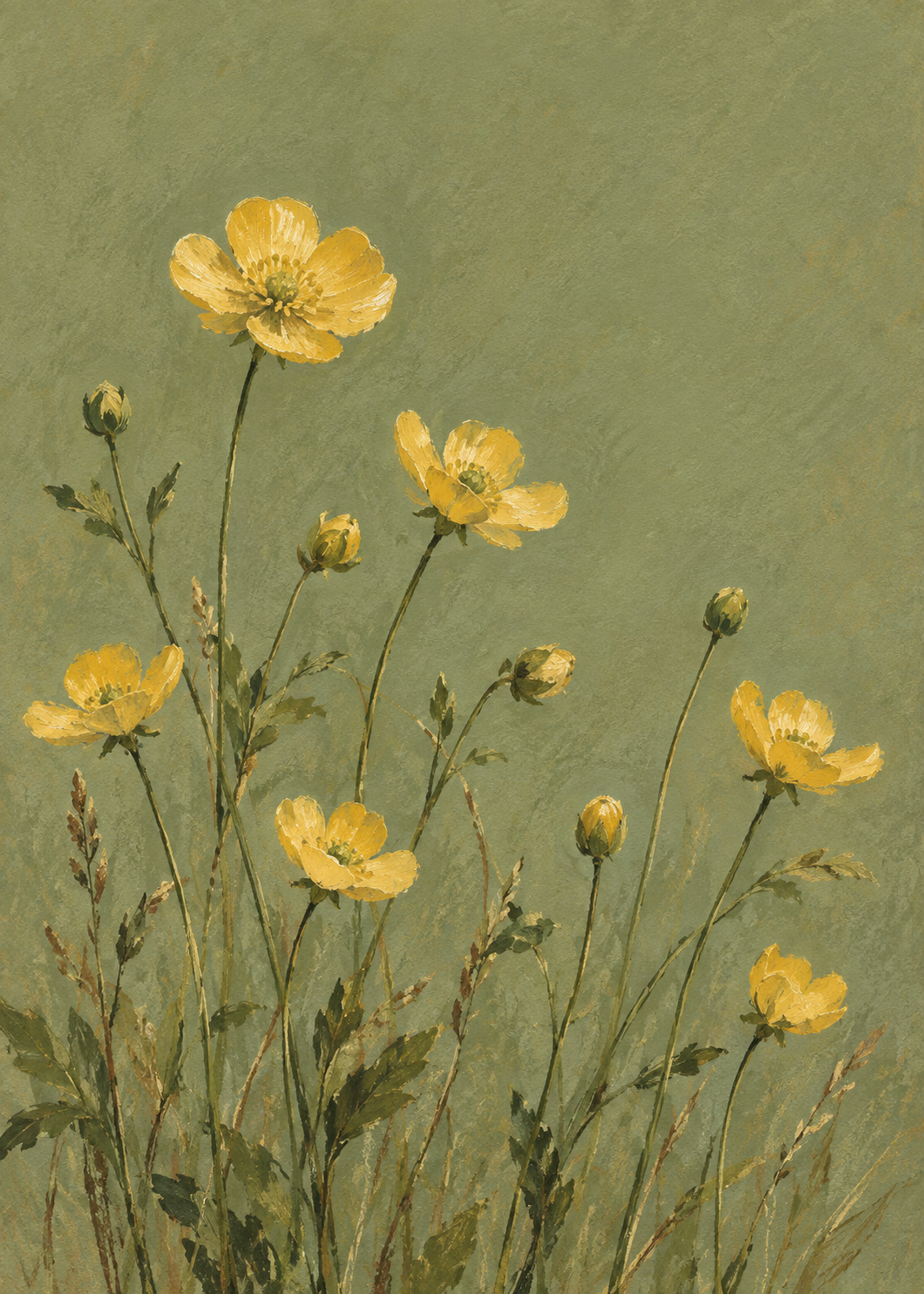 Buttercups on Sage artwork-only poster