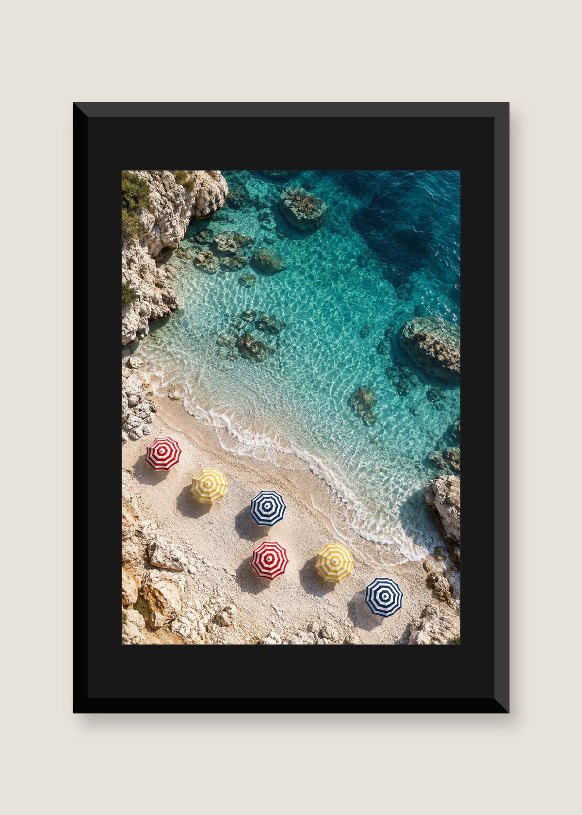 Cala Umbrellas, Black mat with black frame