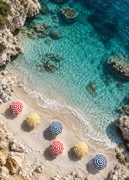 Cala Umbrellas artwork-only art print