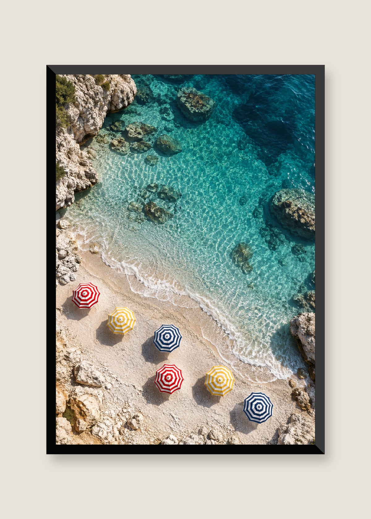 Cala Umbrellas, No mat with black frame