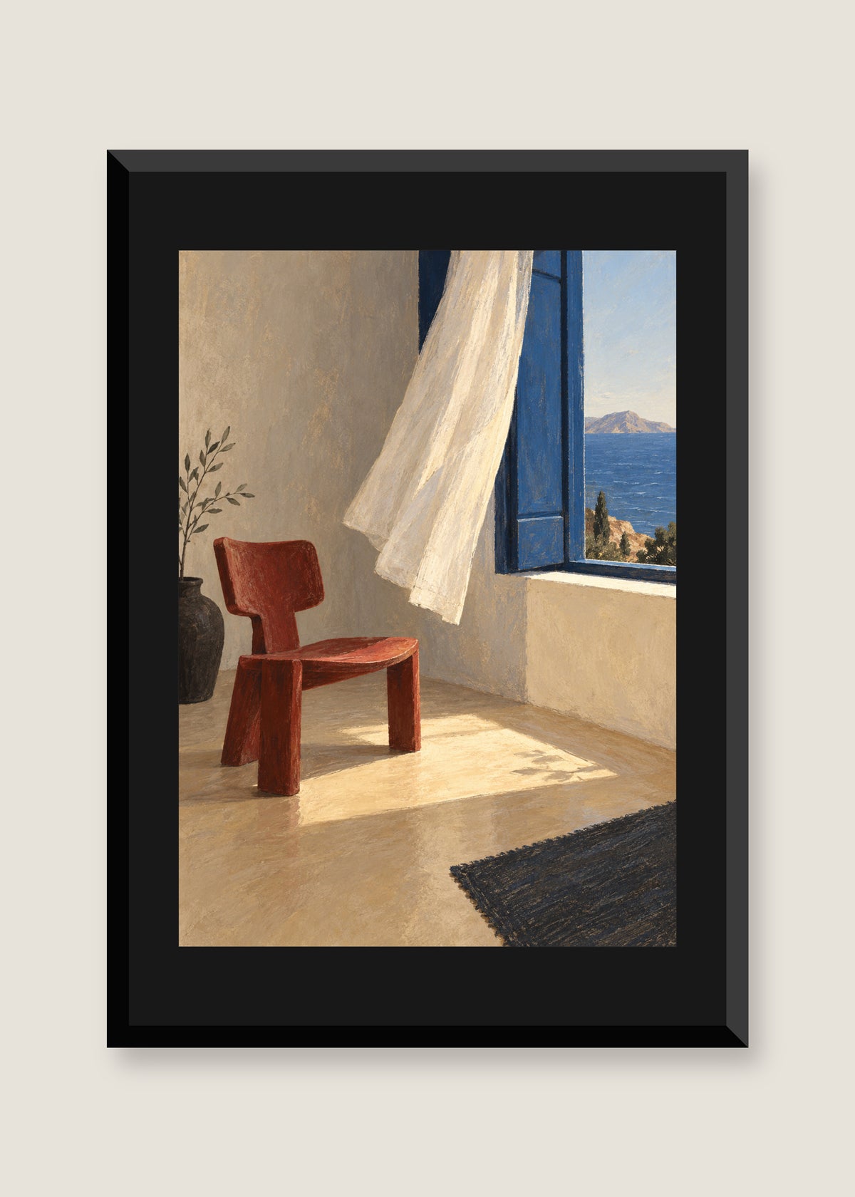 Chair by the Window, Black mat with black frame