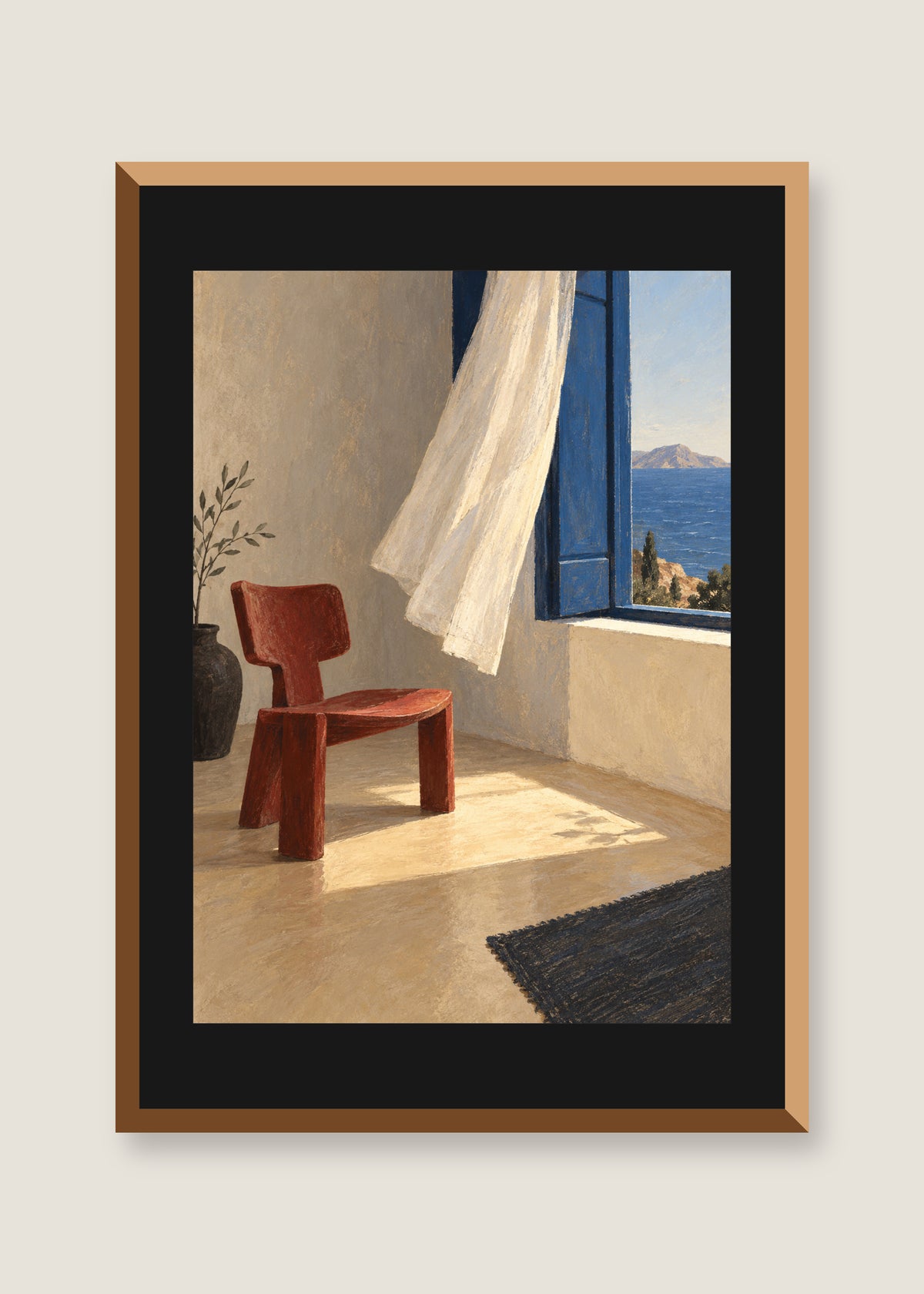 Chair by the Window, Black mat with natural oak frame