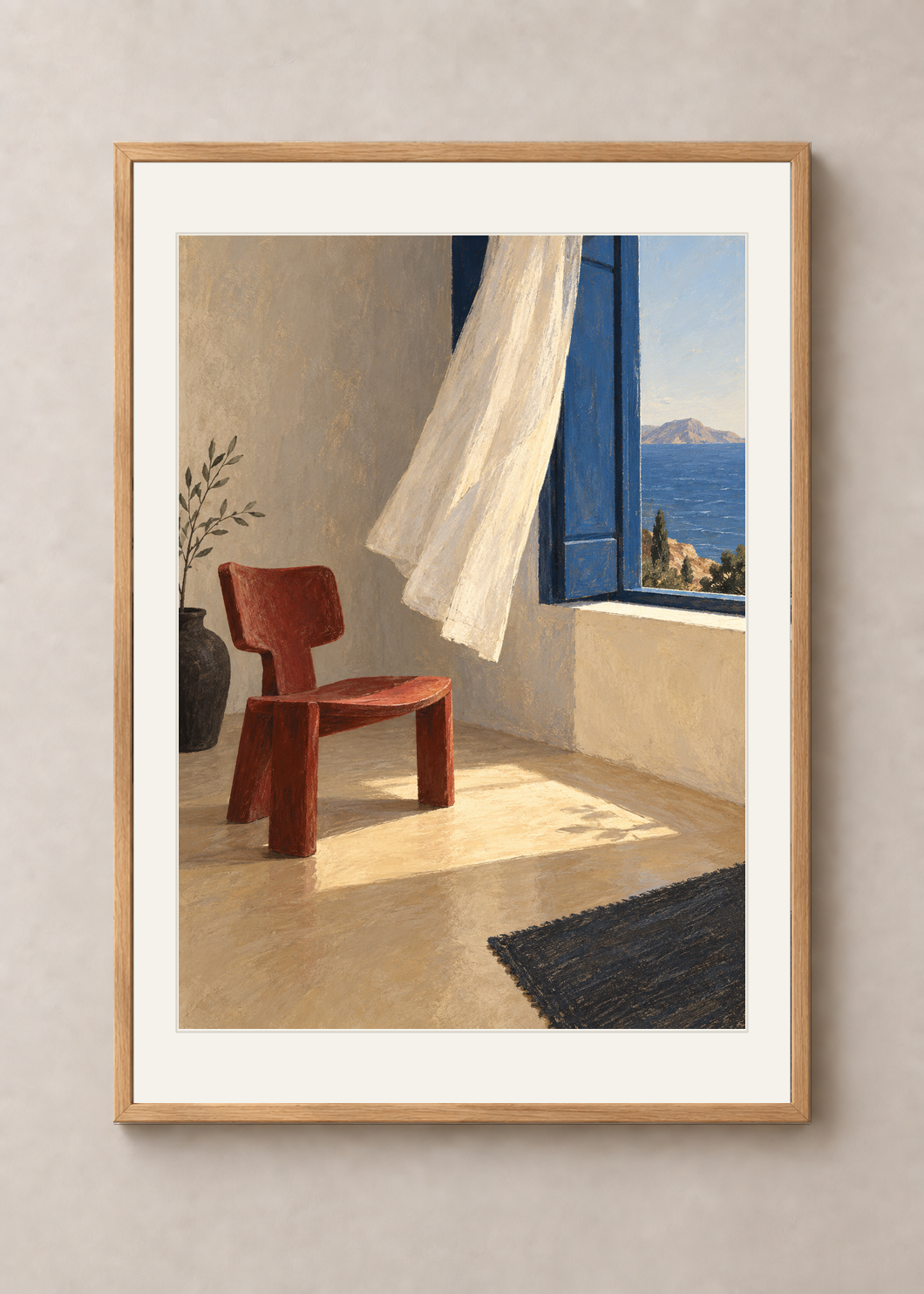 Chair by the Window, natural oak Classic frame with Snow White mount, shown at 50 x 70 cm