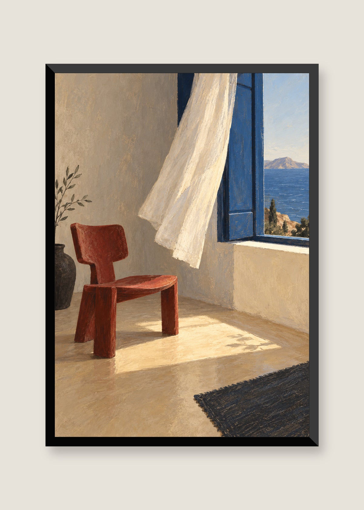 Chair by the Window, No mat with black frame