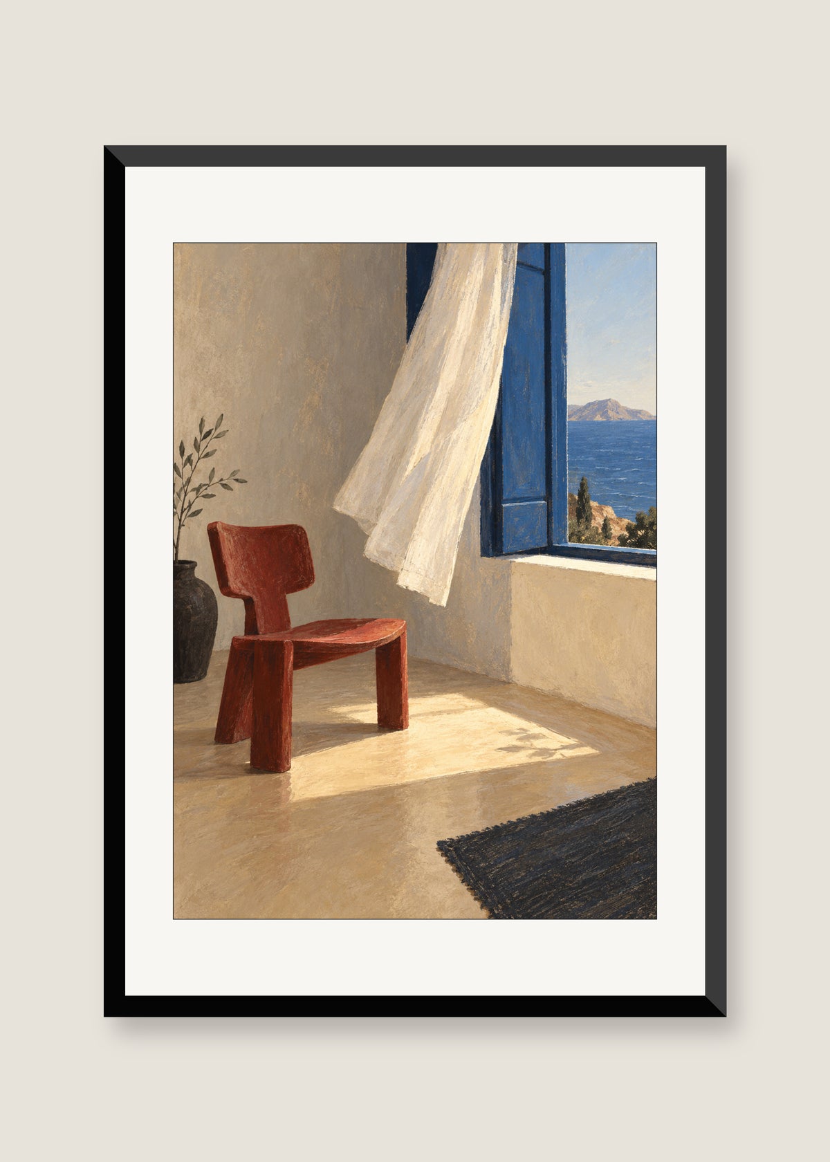 Chair by the Window, White mat with black frame