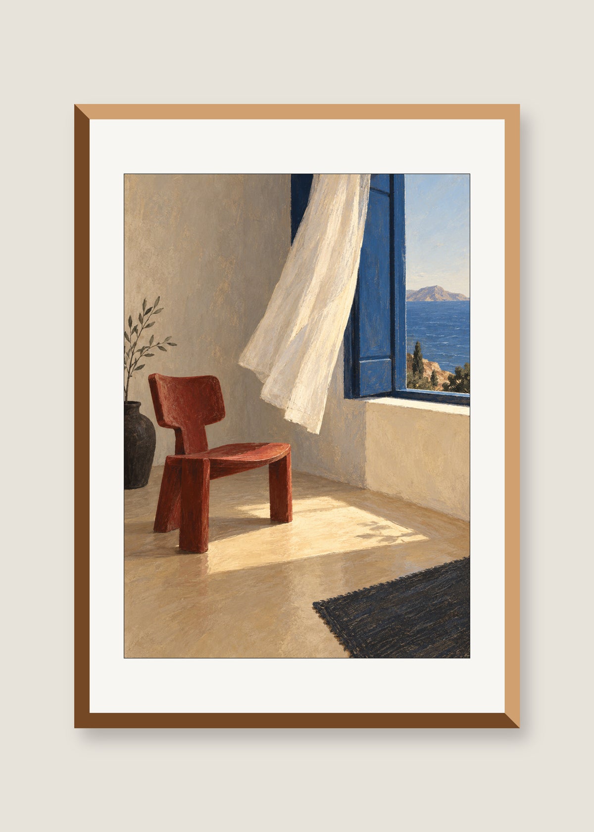 Chair by the Window, White mat with natural oak frame