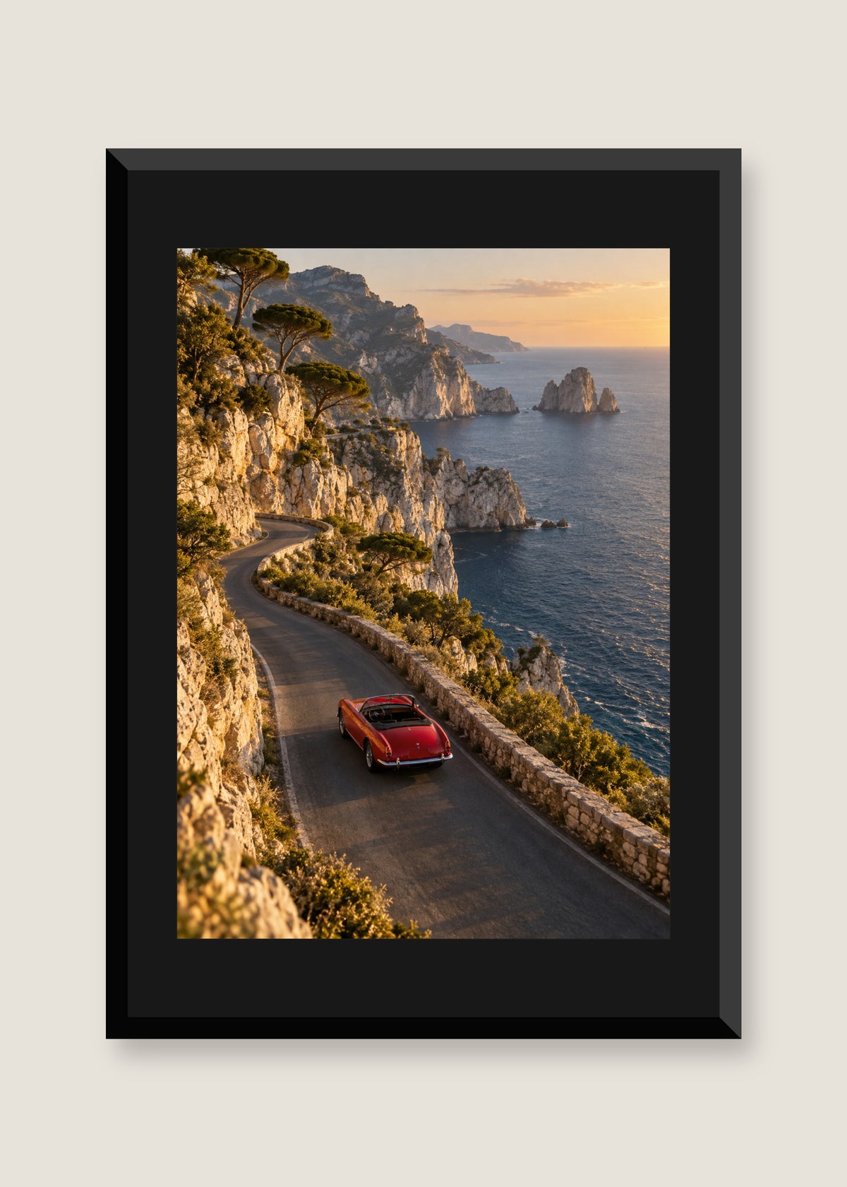 Coast Road, Late, Black mat with black frame