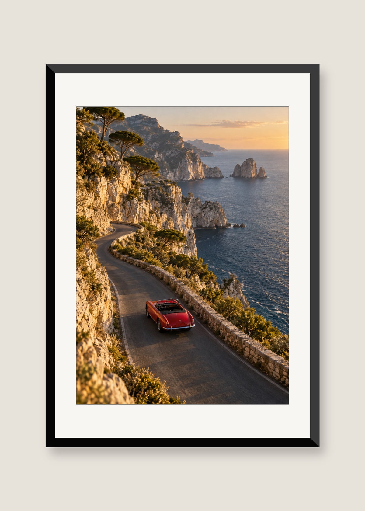 Coast Road, Late, White mat with black frame