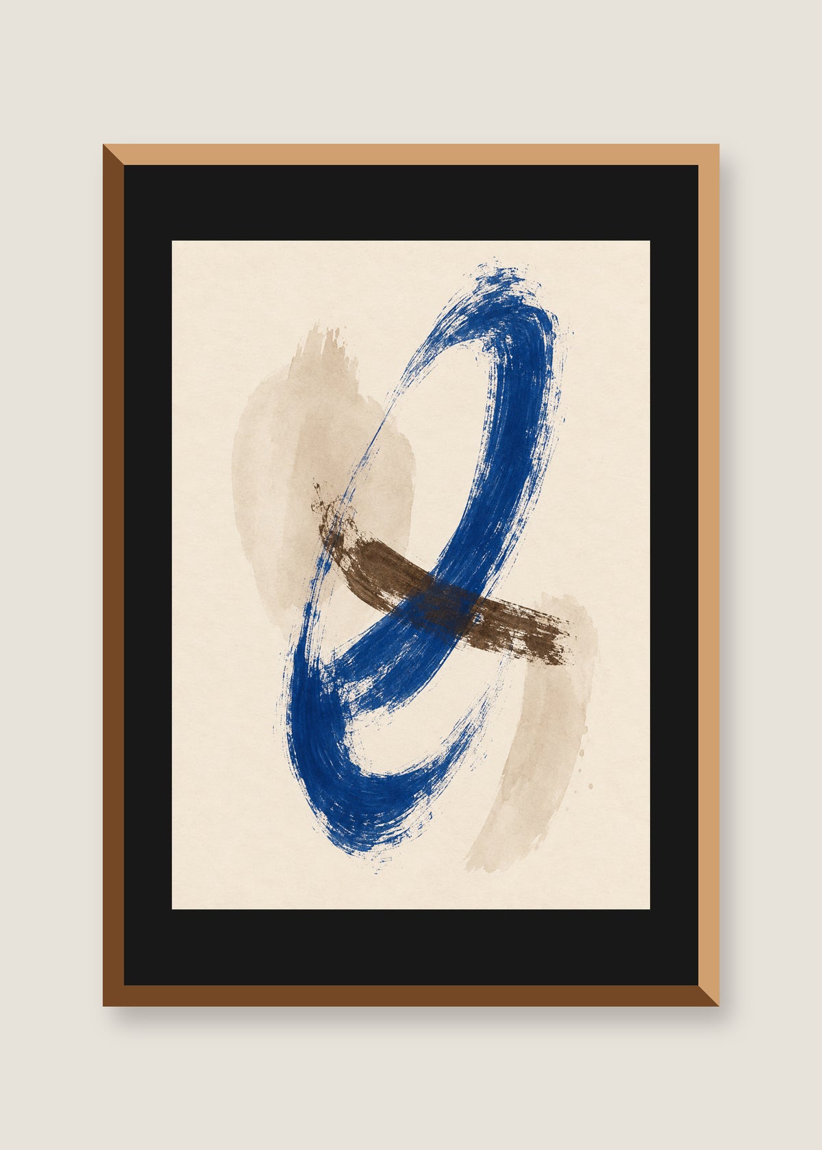 Cobalt Gesture No. 03, Black mat with natural oak frame