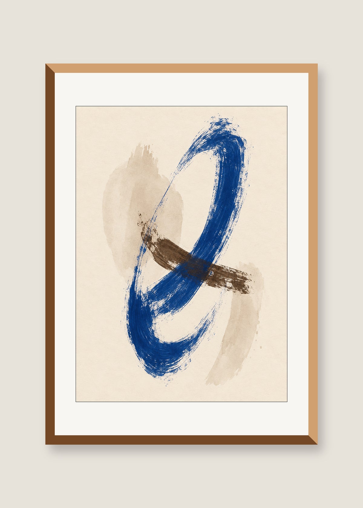 Cobalt Gesture No. 03, White mat with natural oak frame