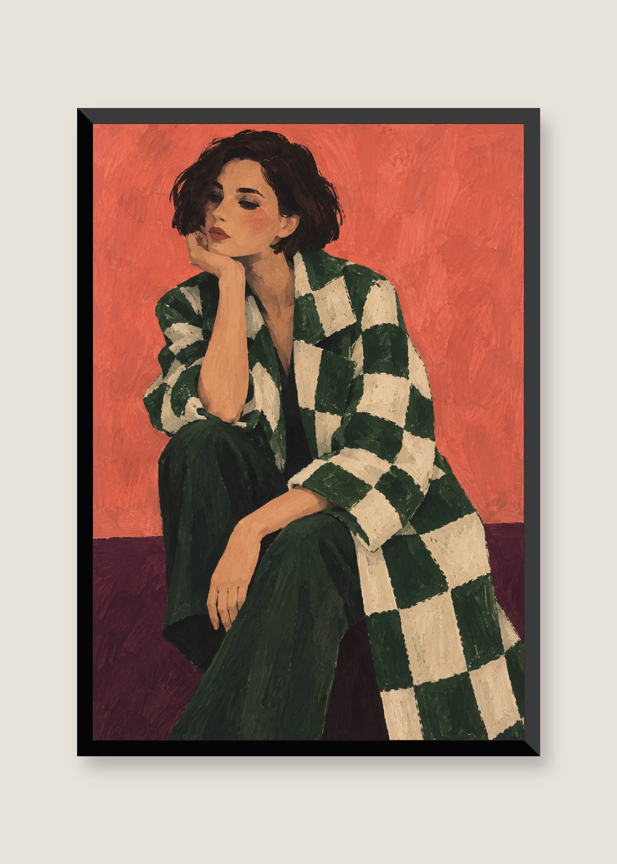 Coral Pause, No mat with black frame