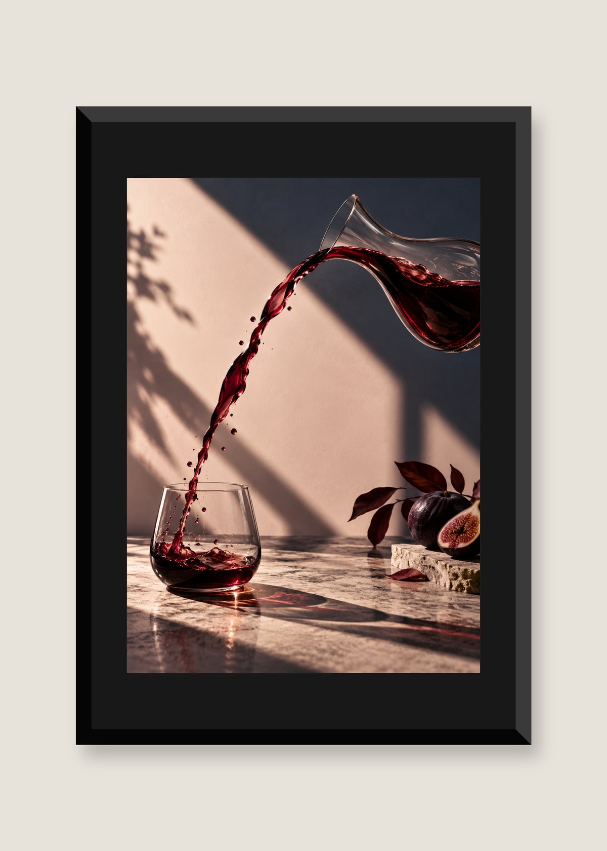 Crimson Pour, Black mat with black frame