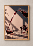 Crimson Pour, framed 50 by 70 centimetre art print in natural wood
