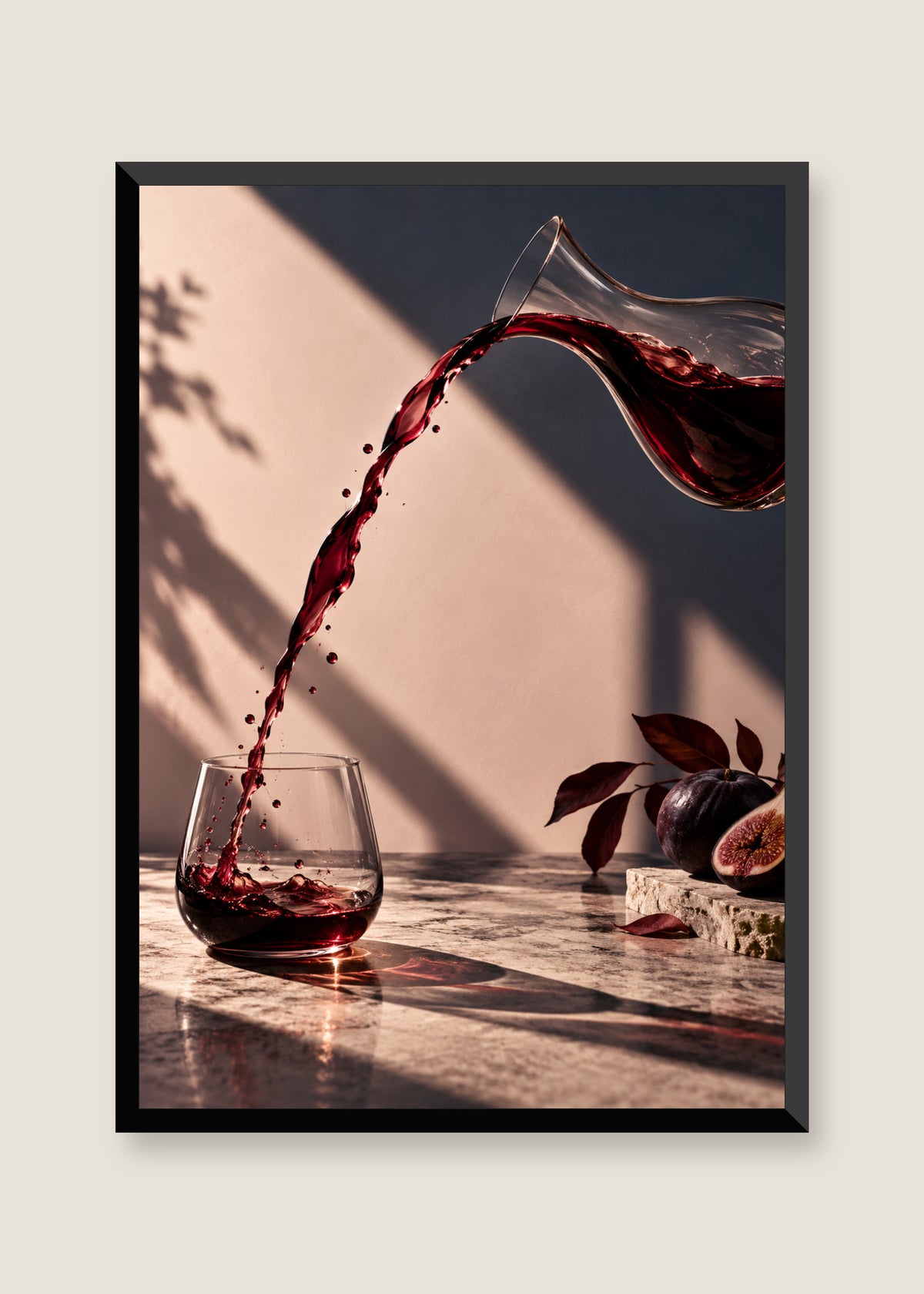 Crimson Pour, No mat with black frame