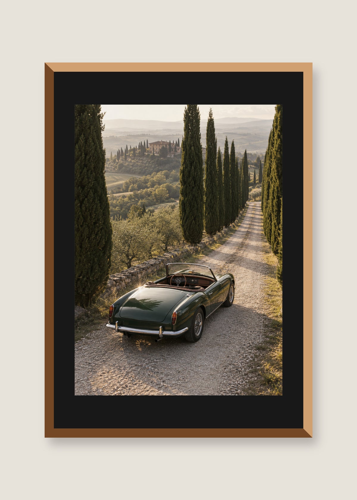 Cypress Roadster, Black mat with natural oak frame