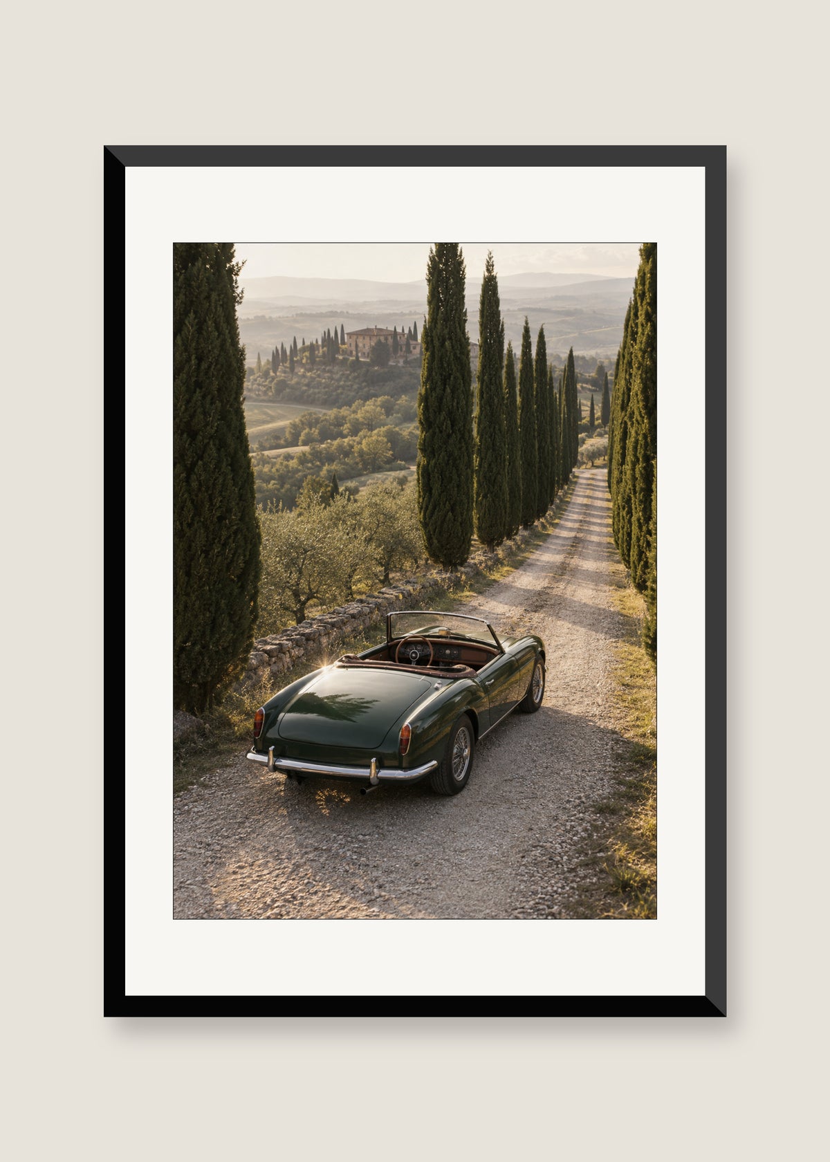 Cypress Roadster, White mat with black frame
