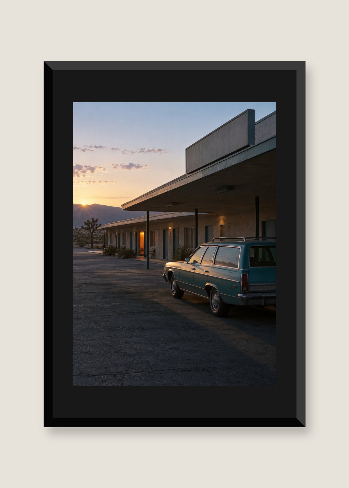 Desert Motel at Six, Black mat with black frame