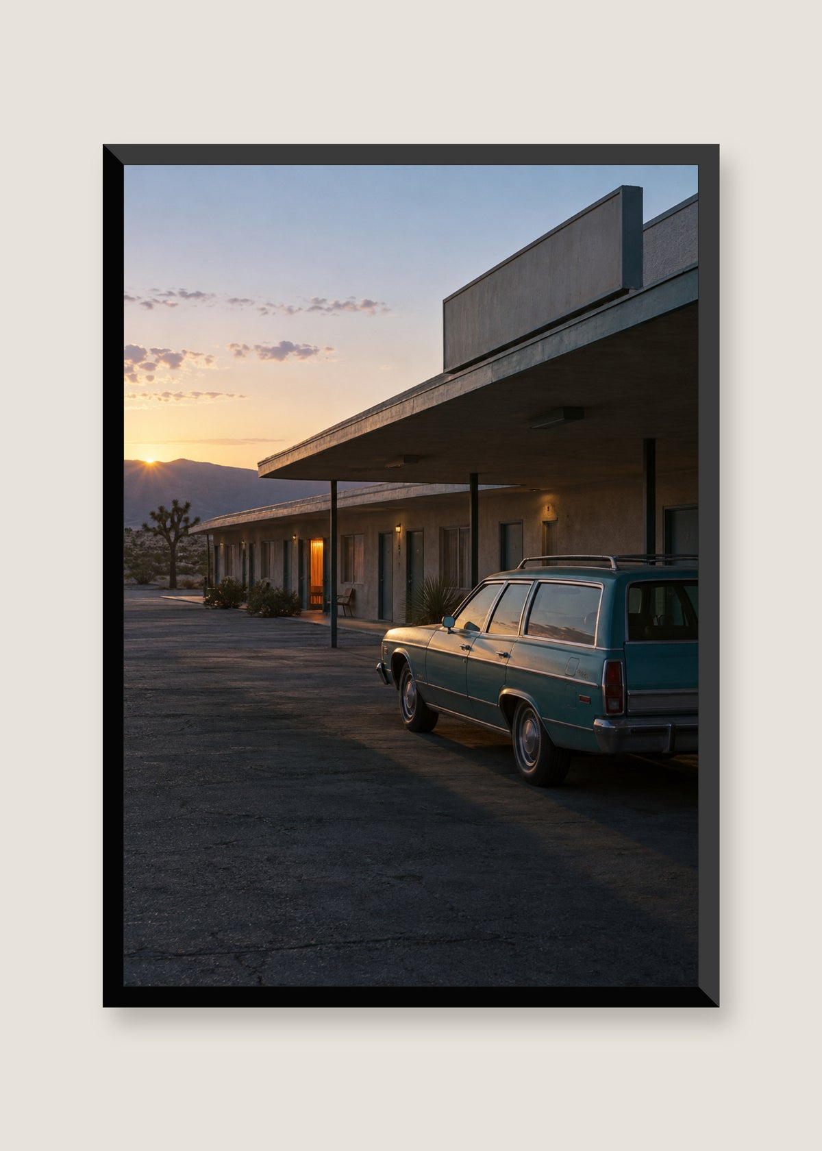 Desert Motel at Six, No mat with black frame