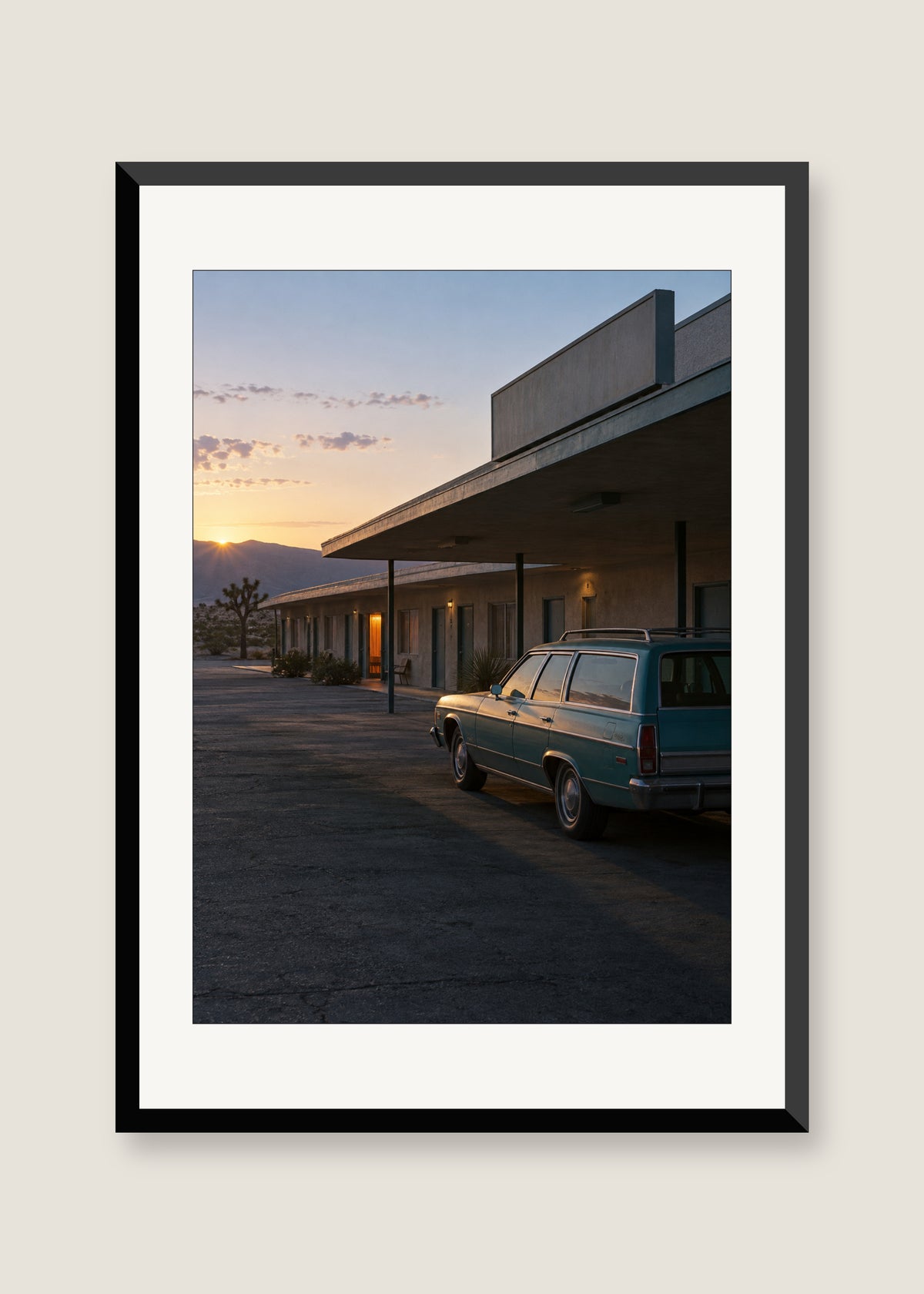 Desert Motel at Six, White mat with black frame