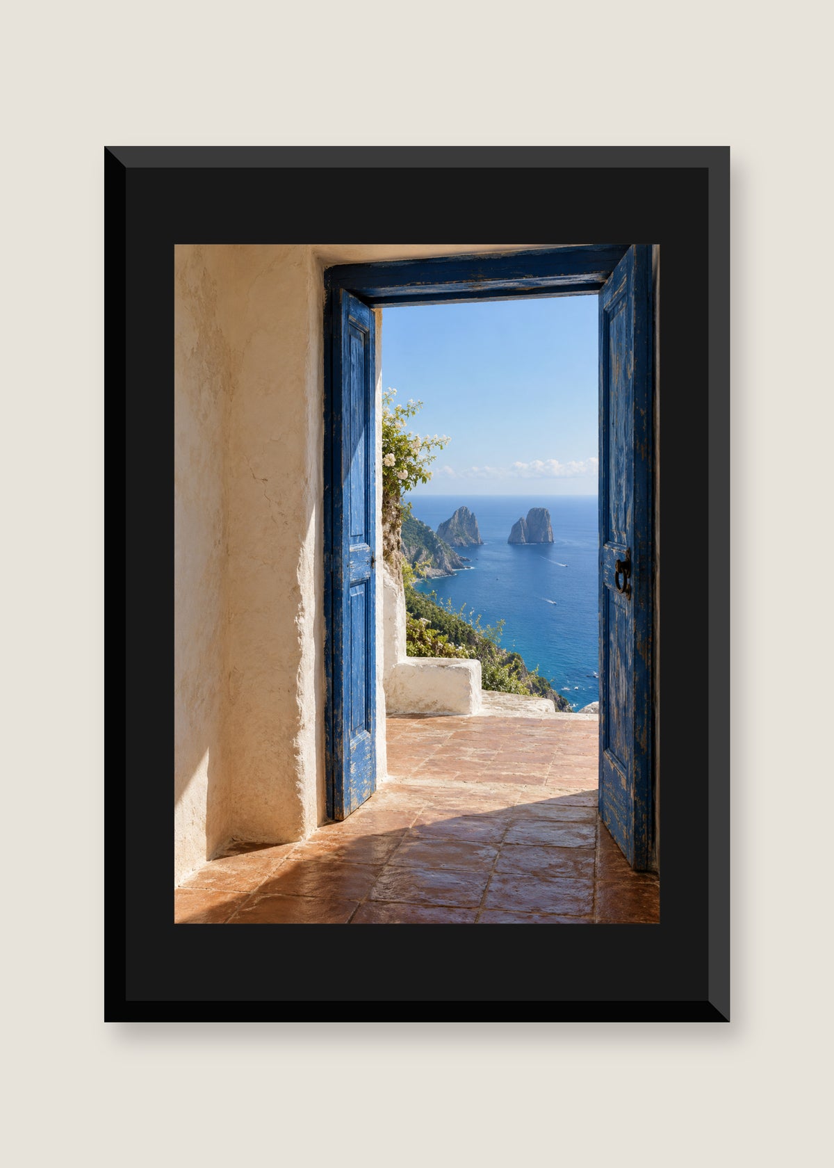 Doorway to Capri, Black mat with black frame