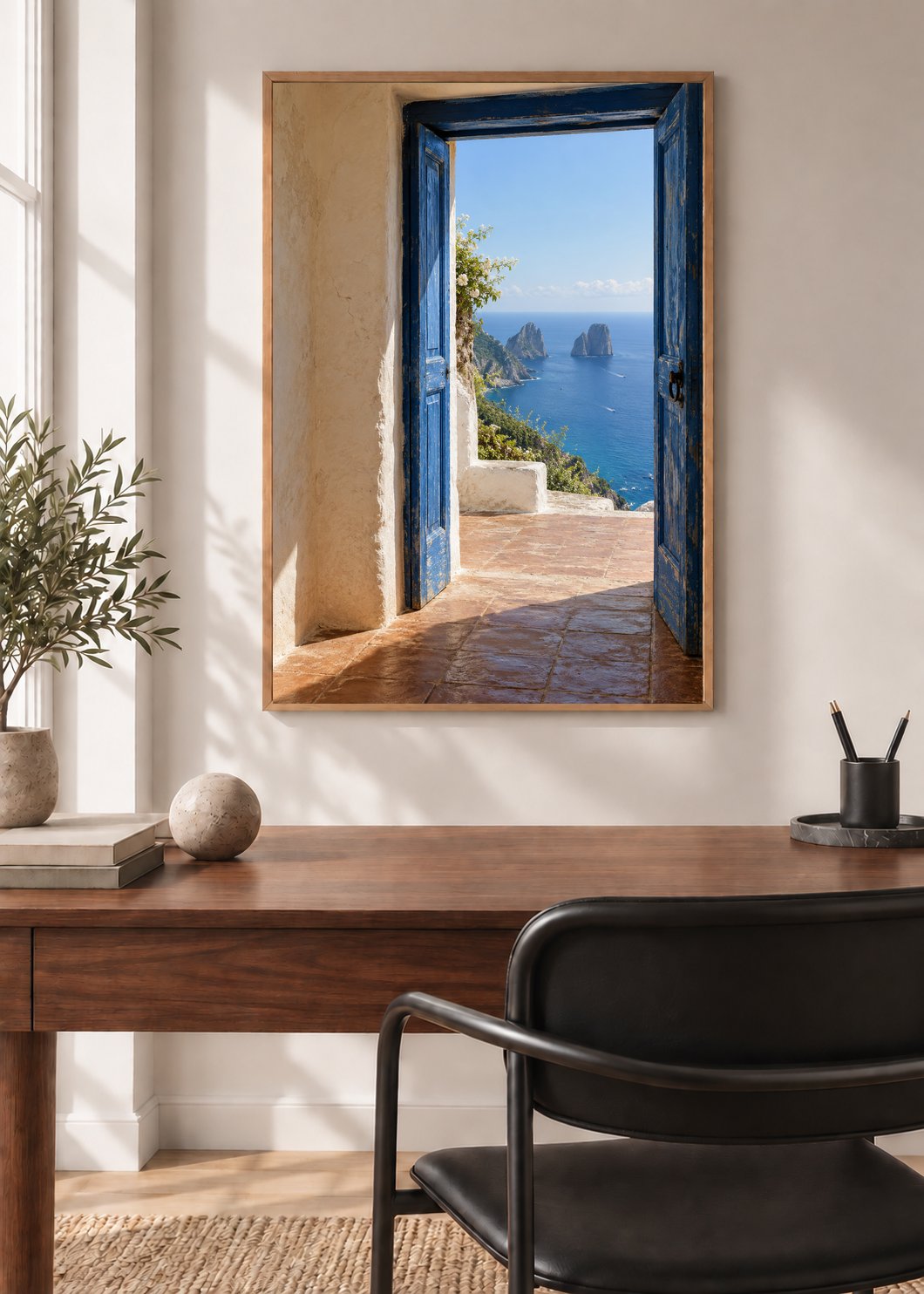 Doorway to Capri framed art print in a modern interior