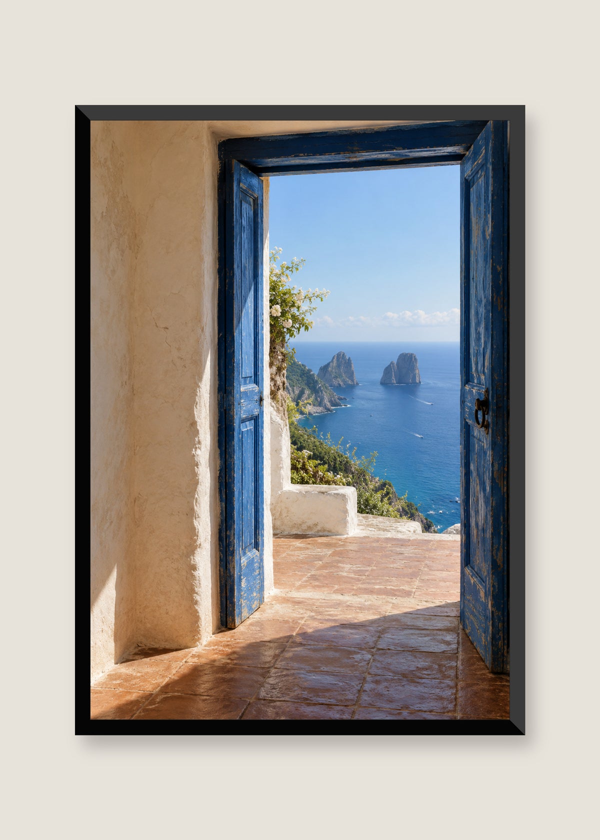 Doorway to Capri, No mat with black frame