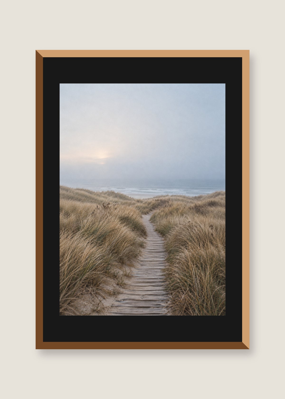 Dune Passage No. 01, Black mat with natural oak frame