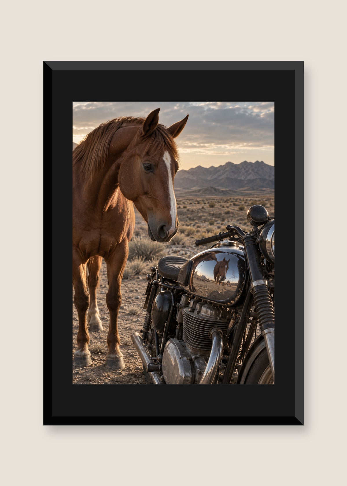 Dust and Chrome, Black mat with black frame