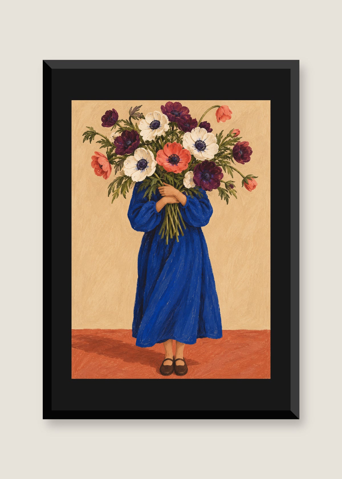 Embrace of Anemones, Black mat with black frame