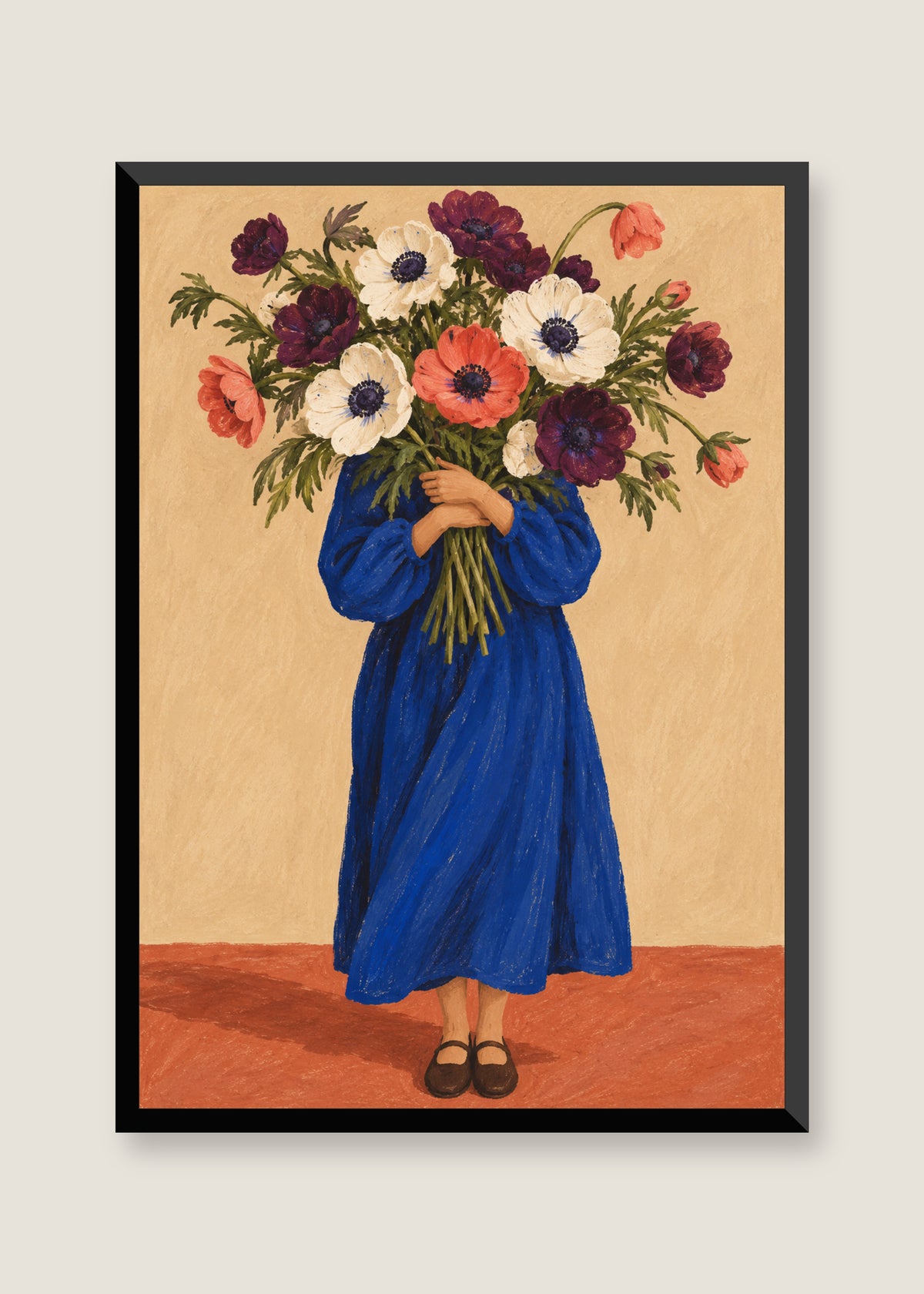 Embrace of Anemones, No mat with black frame