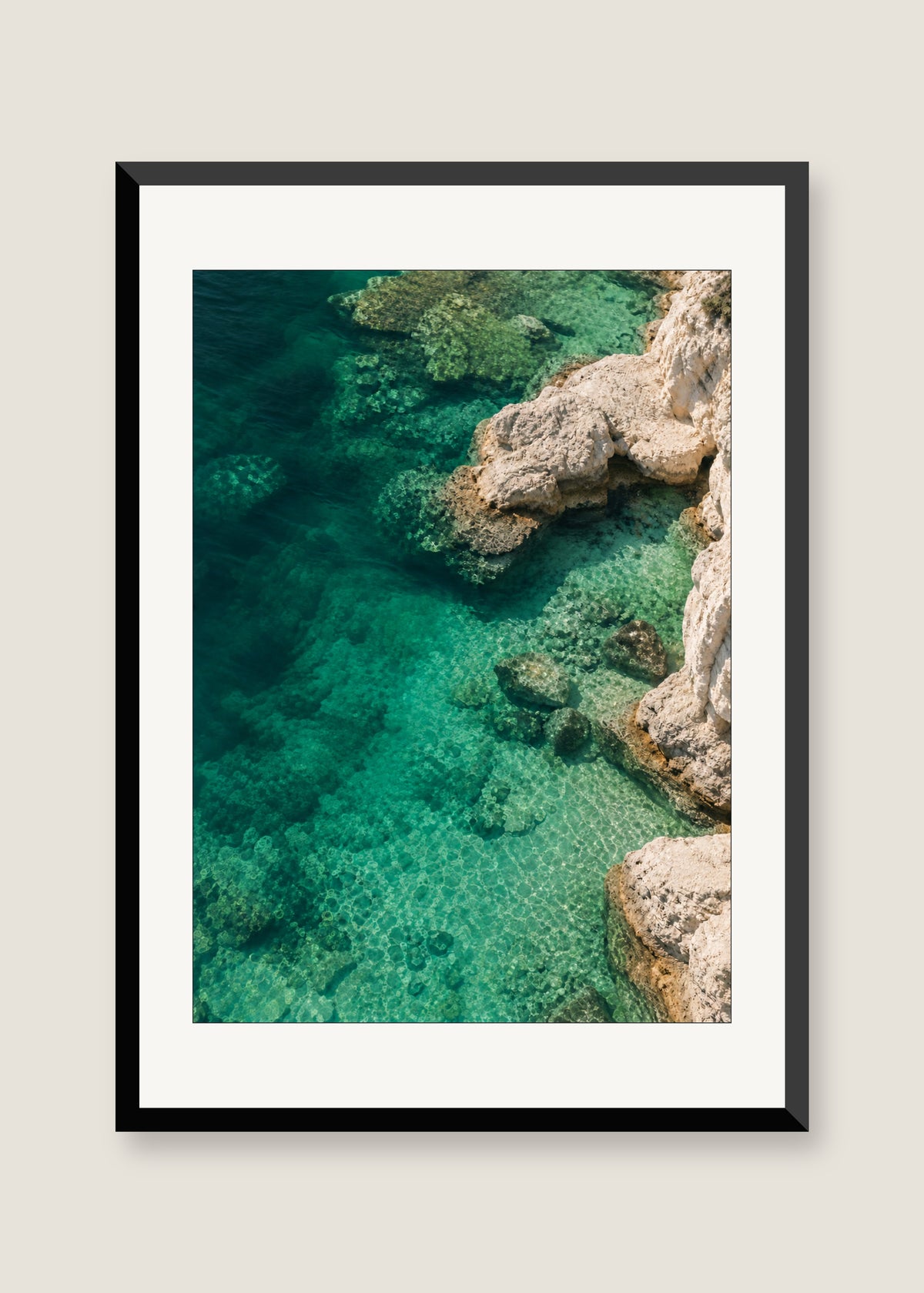 Emerald Cove, White mat with black frame