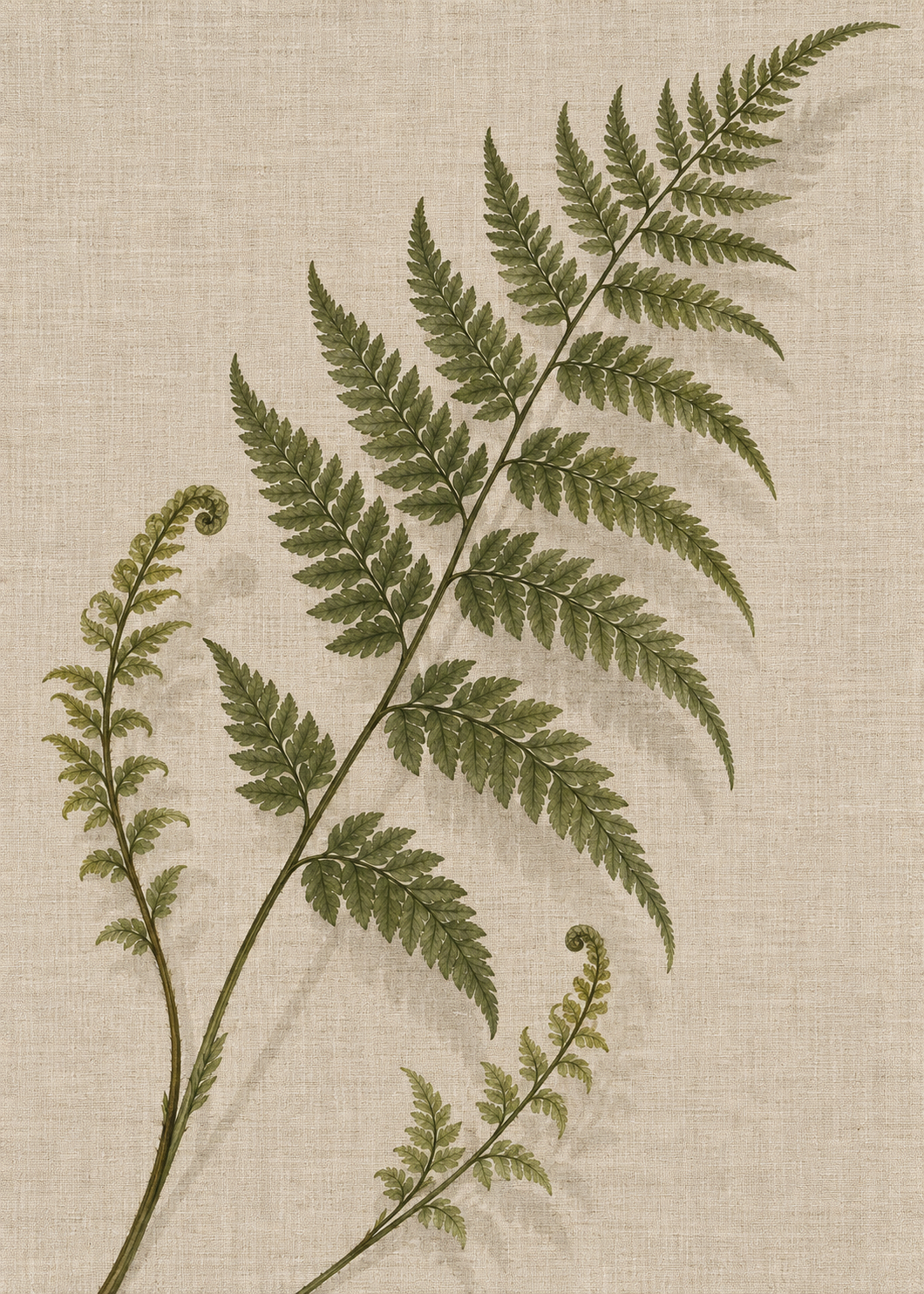 Fern on Linen artwork-only art print