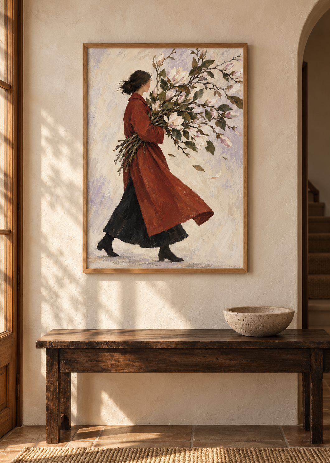 Garden Coat framed art print in a styled interior